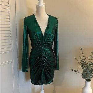 Elegant Green Long Sleeve Dress